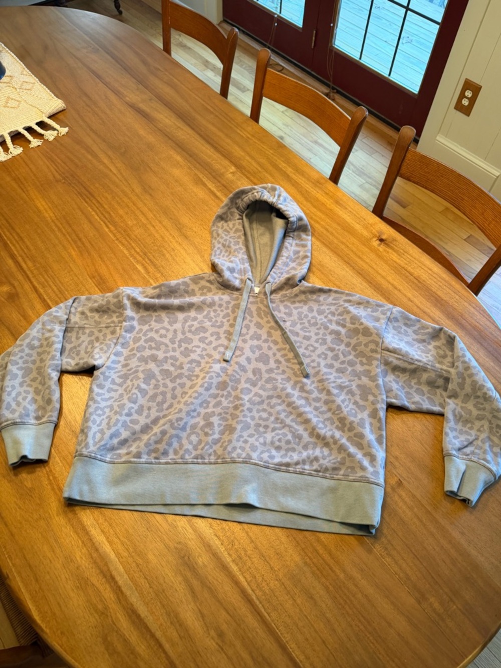 Nike Grey Cropped Leopard Pullover Hoodie